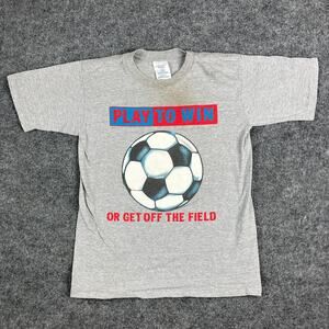 College Ware T-Shirt Kids Size XL Gray Soccer Graphic Tee Play to Win